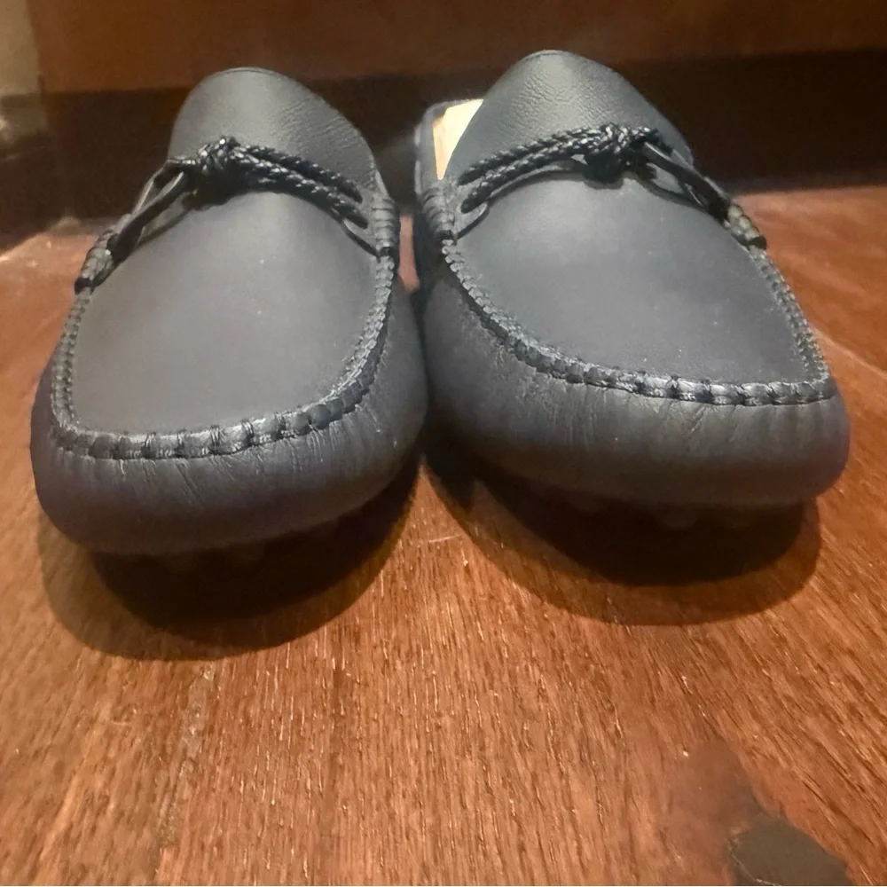AUTHENTIC MENS HERMES ALLESANDRO LEATHER LOAFERS, SIZE US 9.5, NAVY - Picture 5 of 15